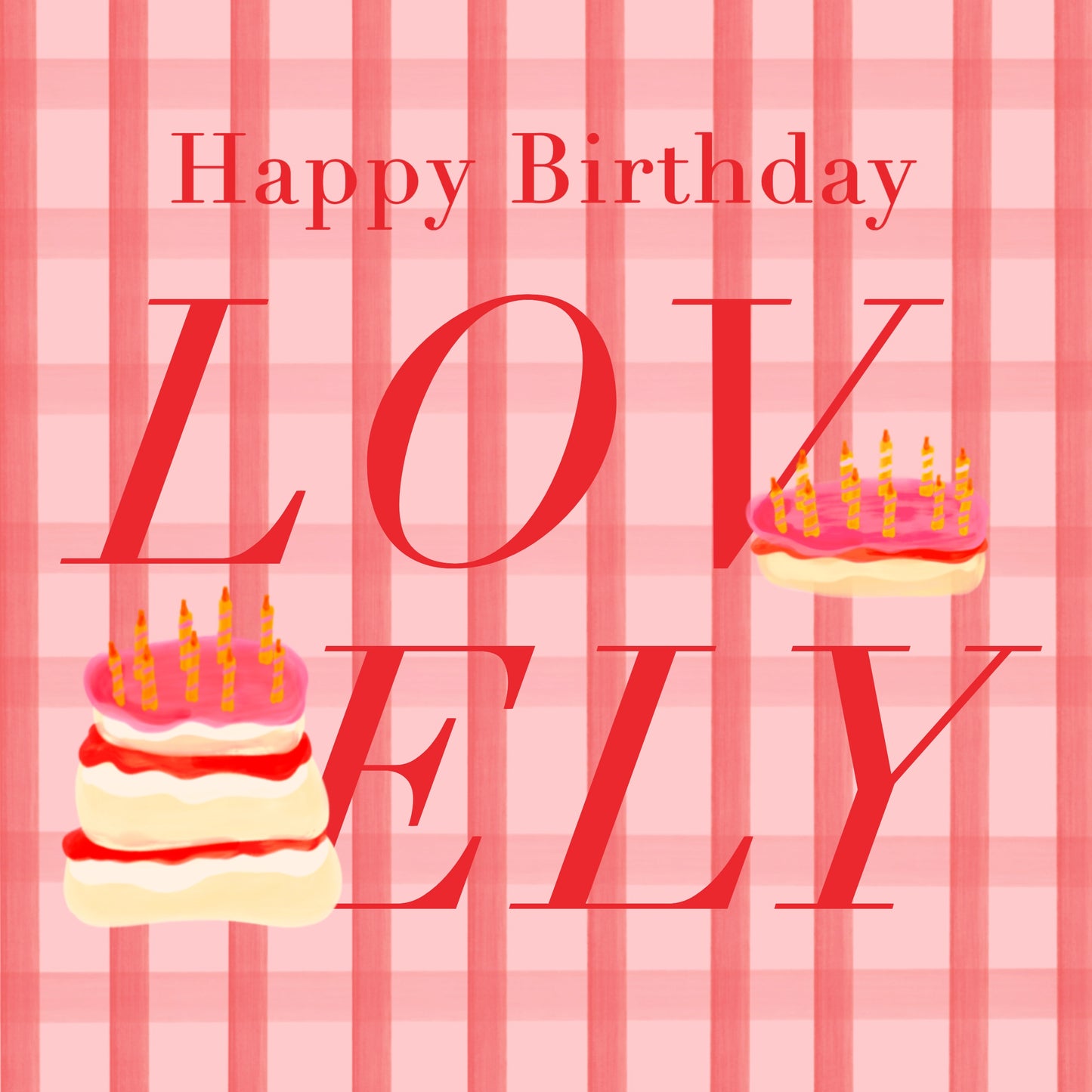 Cake and Candles Gingham Birthday Card