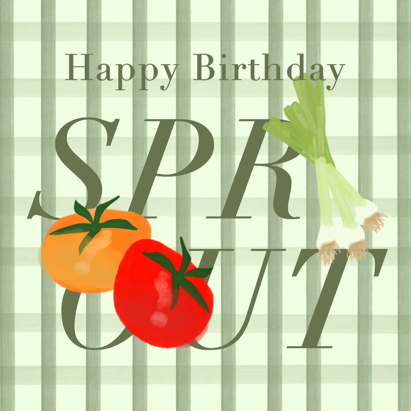 Gingham Farmhouse Veggies Birthday Card