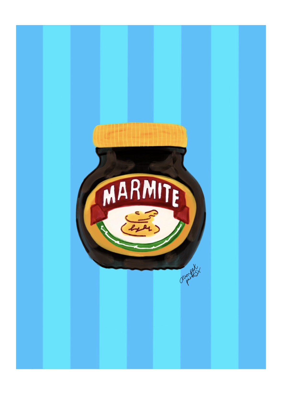 Spread with Blue and Turquoise Stripe Print