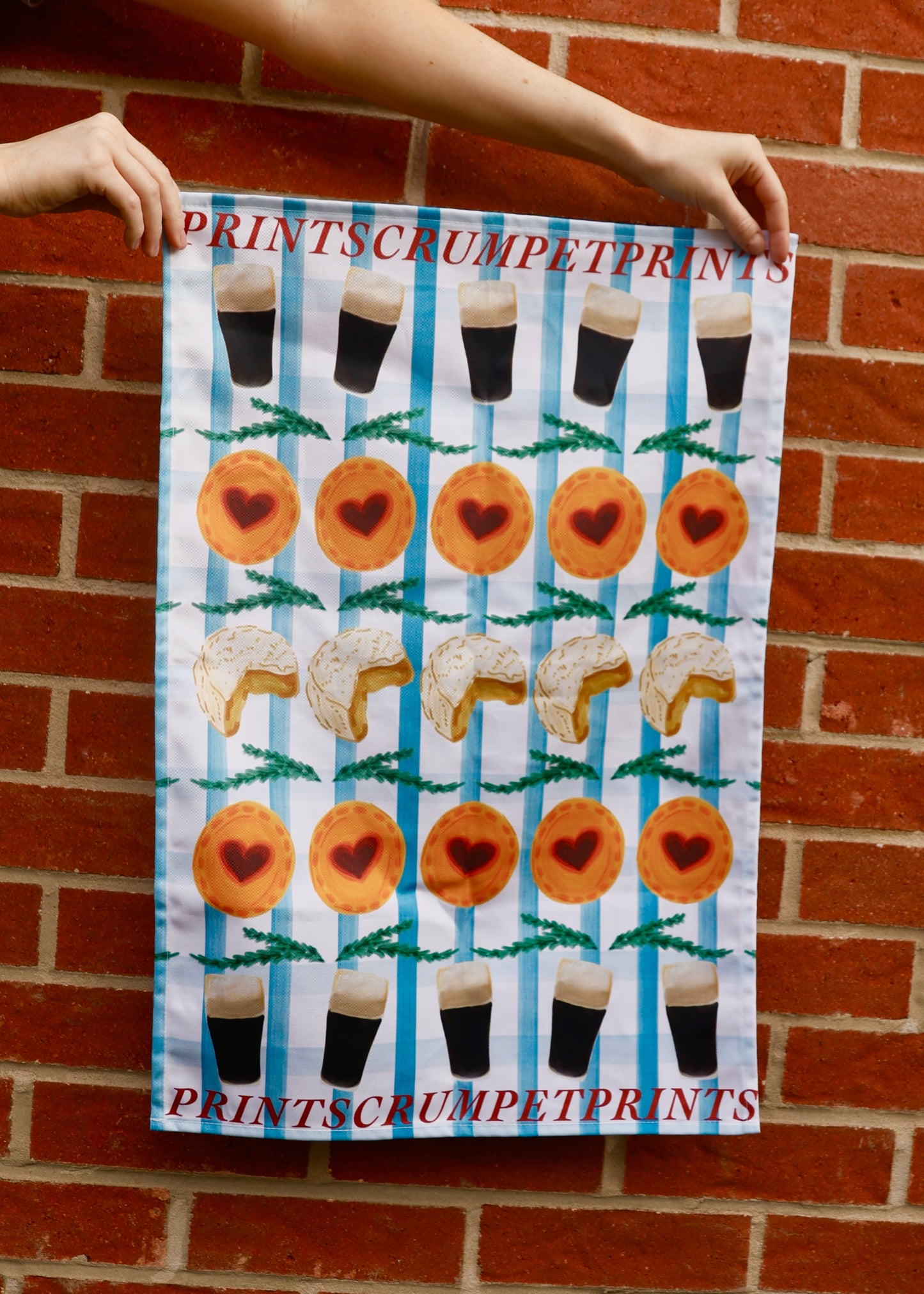 Cheese & Stout Gingham Tea Towel
