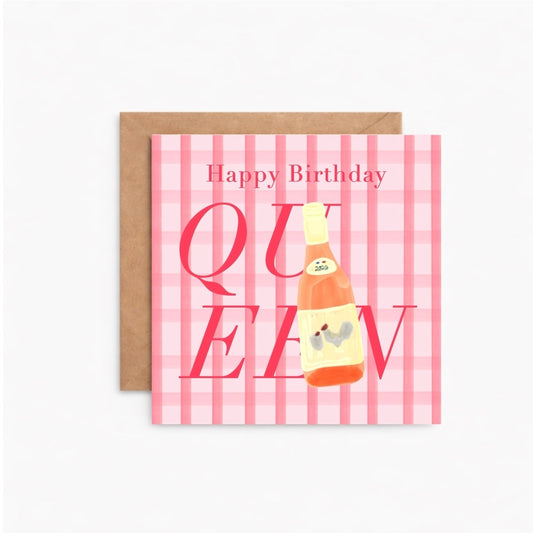 Chicken Wine Gingham Birthday Card