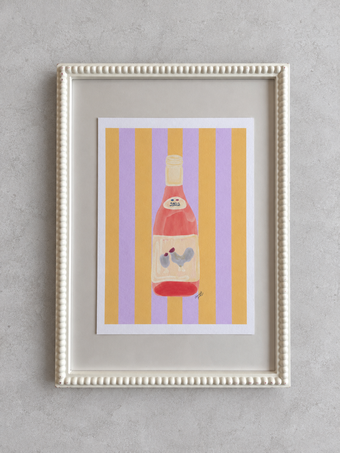 Chicken Wine with Rhubarb and Custard Stripe Print