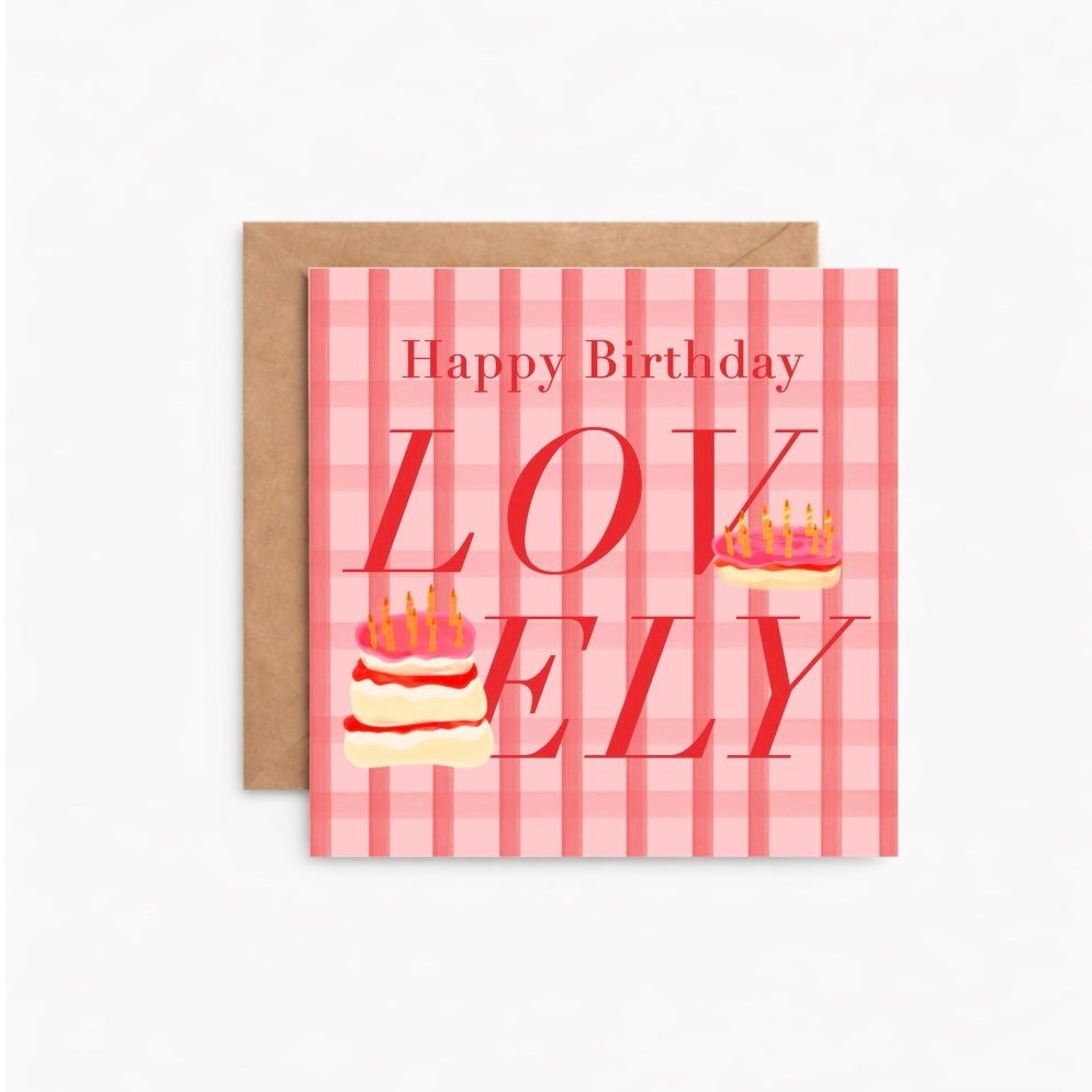 Cake and Candles Gingham Birthday Card