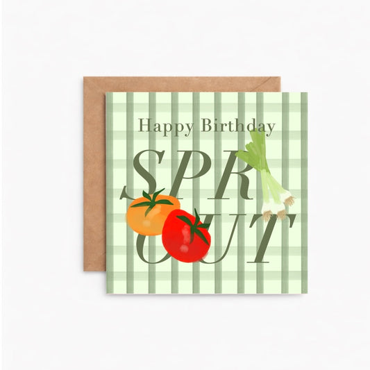 Gingham Farmhouse Veggies Birthday Card