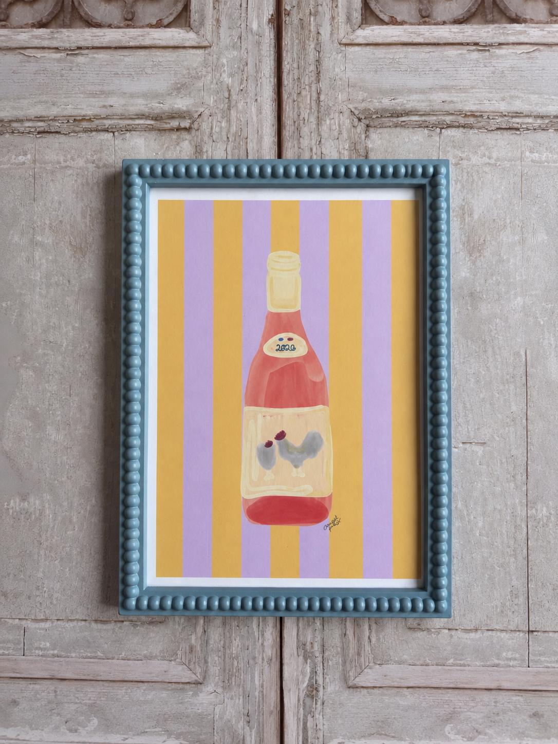 Chicken Wine with Rhubarb and Custard Stripe Print