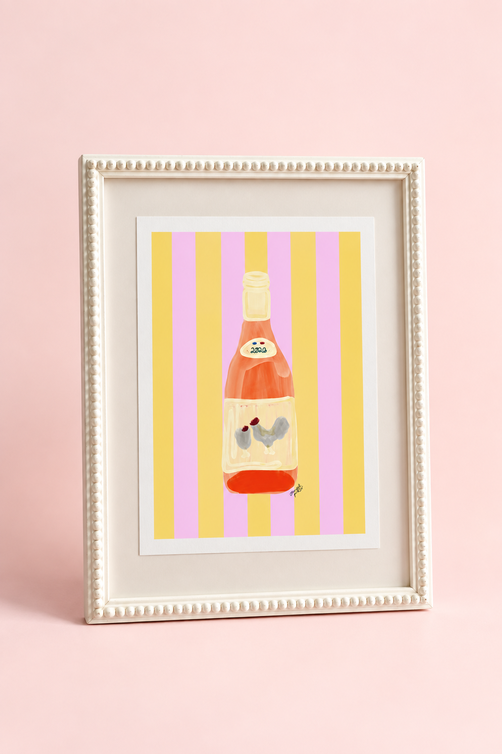 Chicken Wine with Rhubarb and Custard Stripe Print