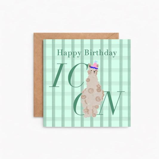 Llama Gingham Birthday Card