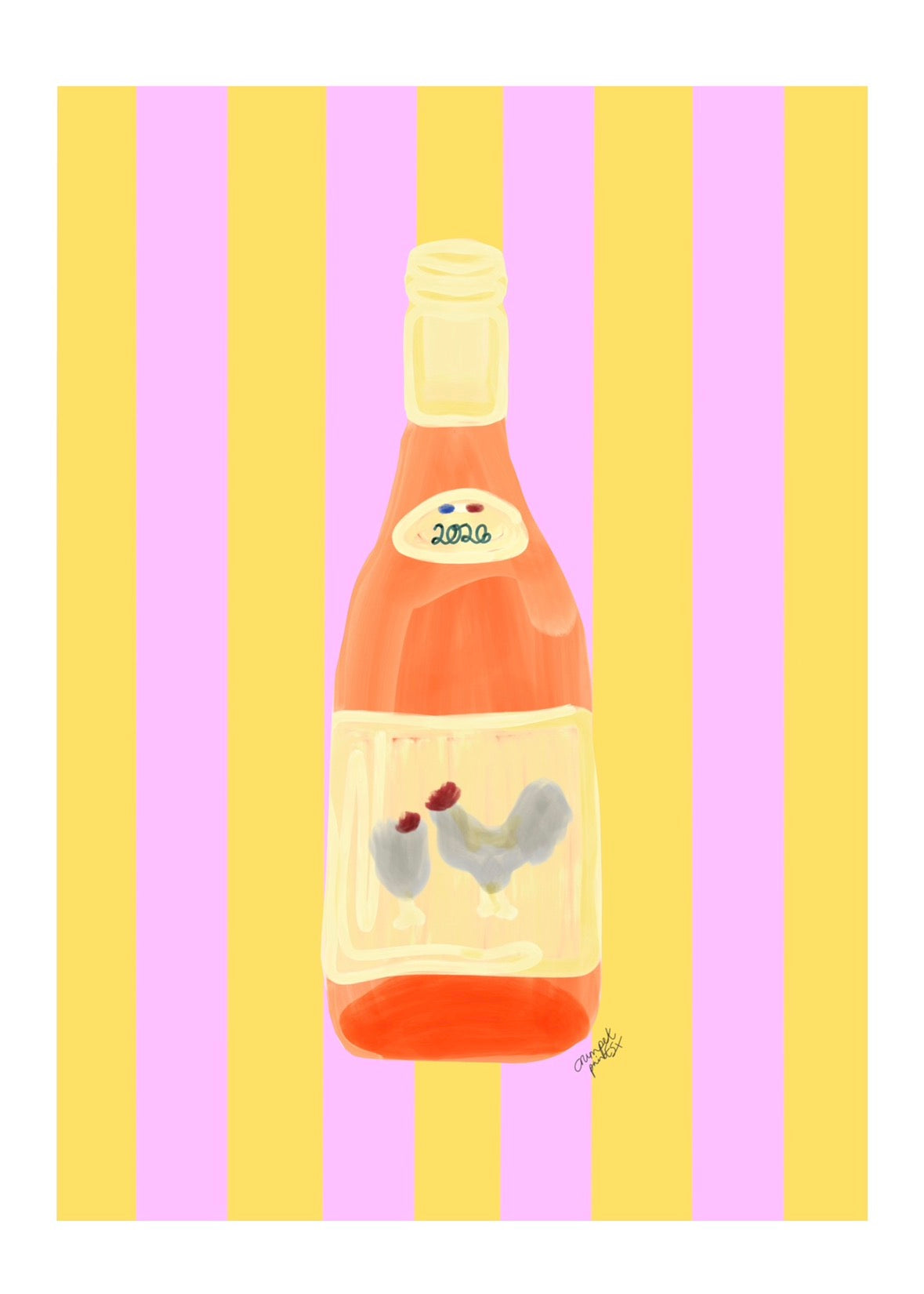 Chicken Wine with Rhubarb and Custard Stripe Print