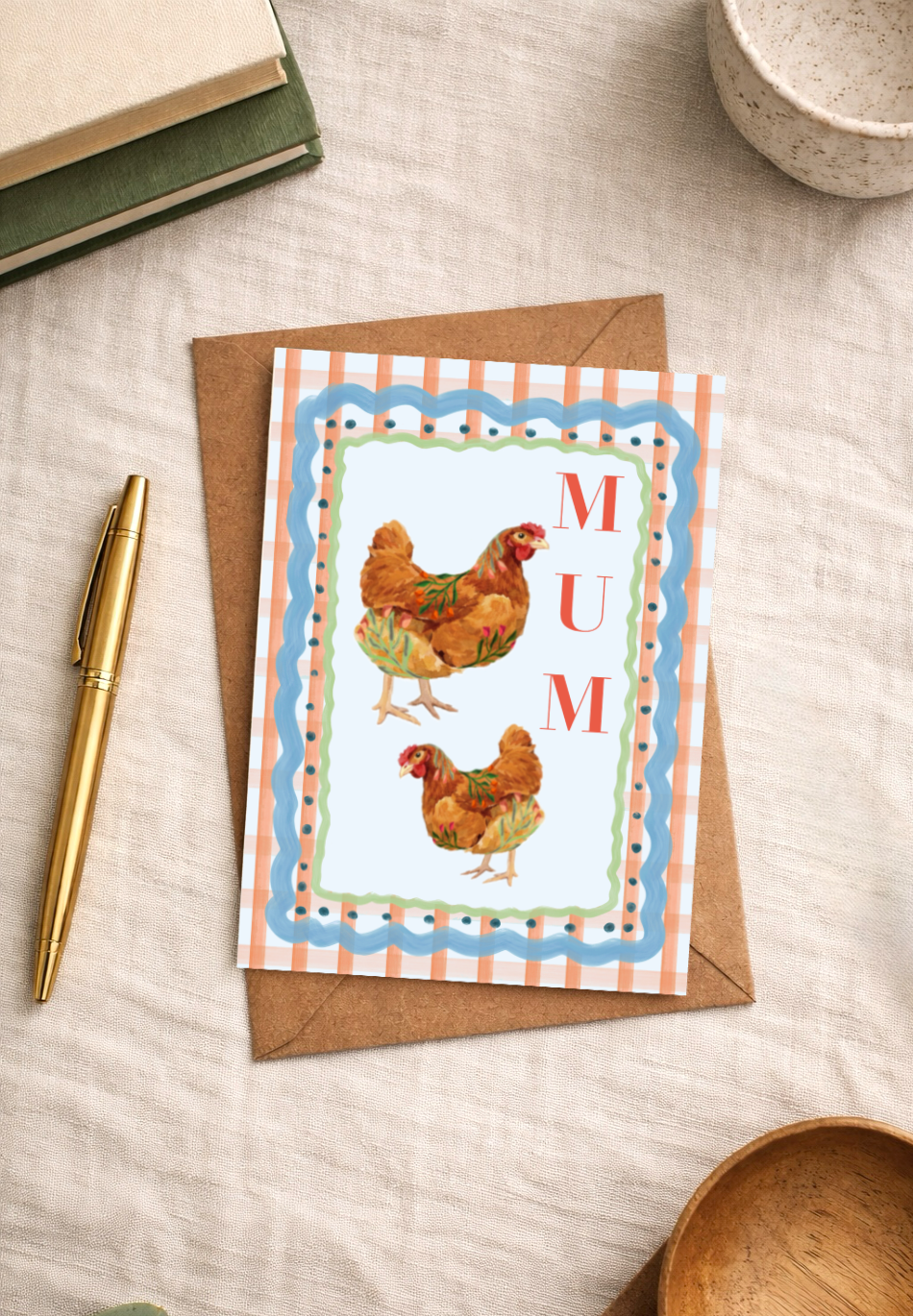 Gingham Chicken Mother’s Day Card