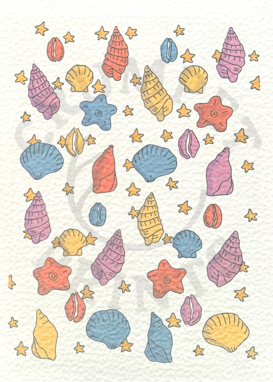 Rainbow Seashells Art Print