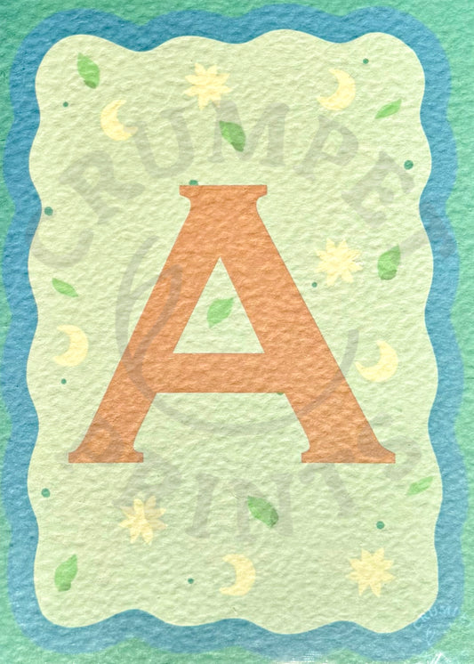 ALPHABET Initial Monogram Art Print - Maroon